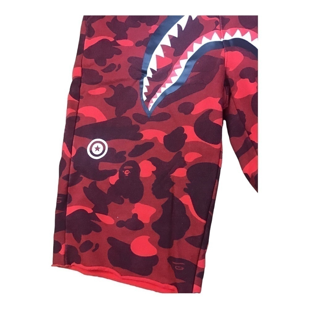 BAPE Men’s XXL Shark Cutoff Sweatpants Shorts Red Camo - Picture 11 of 12